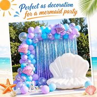 Bouée de piscine gonflable en forme de coquillage, chaise géante en forme de palourde avec 8 balles perlées et 12 balles de plage pour la décoration de fêtes d'été à la piscine, à la plage ou sur le thème des sirènes