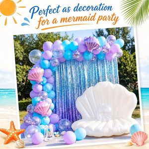 Flotador Inflable para Piscina con Forma de Concha Marina, Silla Gigante con Forma de Almeja, 8'' Bola de Perlas y 12 Pelotas de Playa para Decoración de Fiestas de Sirenas en la Piscina o la Playa en Verano - Product Image 6