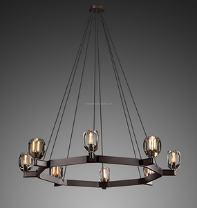 Luminaires suspendus modernes en cuivre massif, style Art Déco, pour <span class=keywords><strong>chambre</strong></span> à coucher, salon, salle à manger, vintage américain, lustre en cristal de luxe - Product Image 6