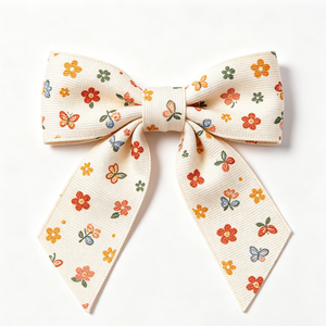 Ruban en gros-grain 100% polyester imprimé de papillons et de fleurs multicolores, pour la décoration de cadeaux de mariage - Product Image 1