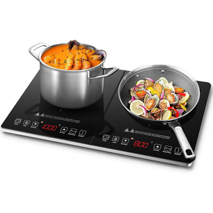 Plaque chauffante électrique double brûleur à double bobine avec contrôle de température 3500W, modèle de comptoir, boîtier métallique pour usage domestique et hôtelier - Product Image 1