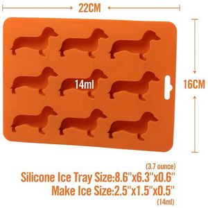 Silicone Eco-Friendly Food Grade Ice Mold 9 Cavities Heat-Resistant Flexible Easy Demoulding Dachshund Dog Shape - Product Image 2