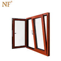 Marco de Ventana Arqueado Horizontal Moderno de Madera con Mosquitera Magnética de Acero Inoxidable y Persiana Enrollable para Villa