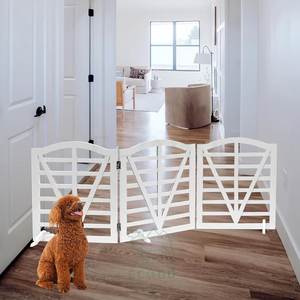 Puerta Moderna de Madera para Perros, Plegable y Autoportante, de 3 Paneles, Resistente, para Uso en Interiores - Product Image 6