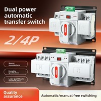 Saklar Transfer Otomatis/Manual Dual-Power ATS Pilihan Lintas Batas Kelas CB 2P 63A Rumah Tangga Dua Arah Cerdas