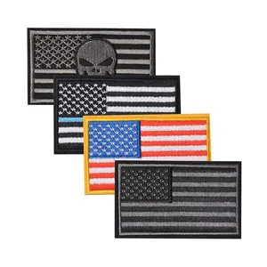 Embroidery Patch American Flag Patch Reverse USA Uniform Flag Patch Left Facing Wide Flag lorn Embroidery