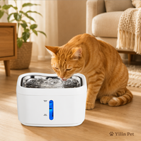 Fontaine à eau intelligente sans fil moderne en acier inoxydable pour chats et chiens, avec capteur de mouvement, filtration circulante, ultra-silencieuse pour animaux de compagnie - Yilin Pet