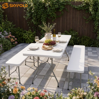 Ensemble table et banc de pique-nique pliables en plastique légers, robustes, peu encombrants et faciles à nettoyer pour jardin et cour arrière