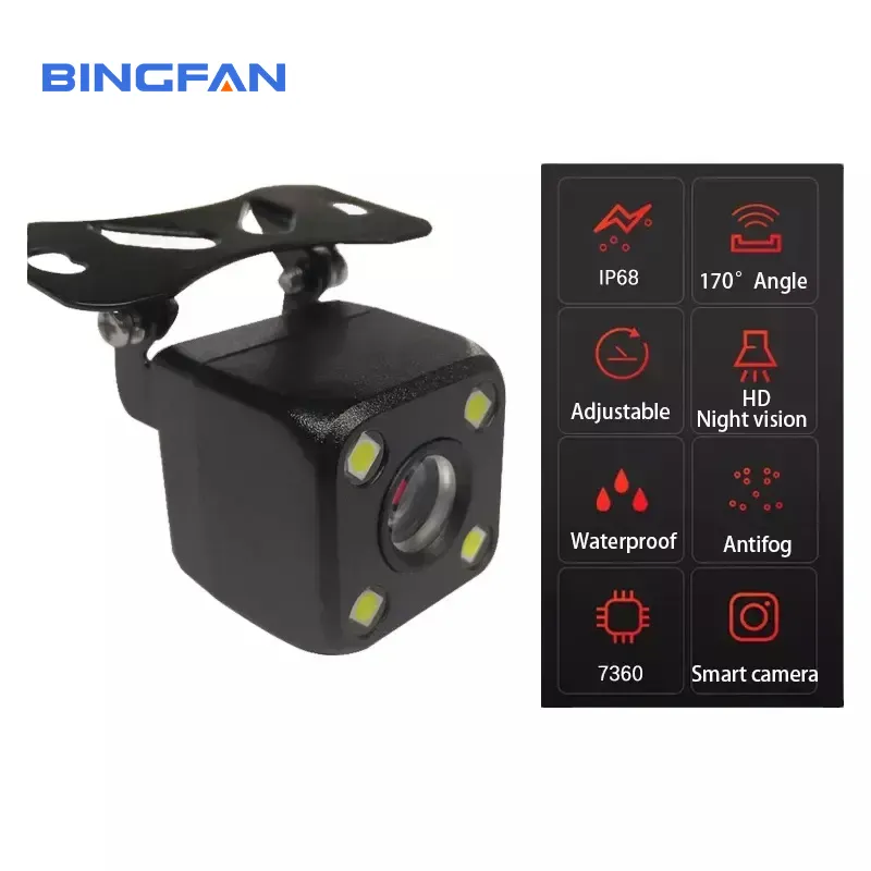 Universal 4 LED HD Night View Car Rear Camera Waterproof Wide Angle View Reverse Camera with Wires