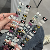Nouvelles capsules d'ongles préfabriquées à presser, design artistique mi-couvrant, style doux, cool et mignon, haut de gamme, élégantes, effet blanchissant, 30 pièces en ABS