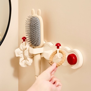 Custom Logo/Color Plastic Novelty Bathroom Hair Ring Band Head Rope <b>Hook</b> <b>Wall</b> Hanging Suction Cup Comb Storage Rack - Product Image 1