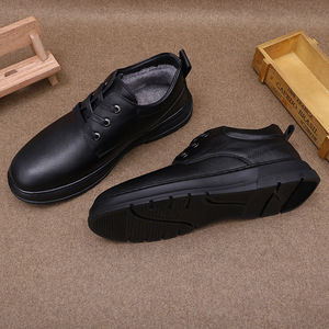 Bottes d'hiver pour hommes en cuir véritable, bout rond, doublure en fourrure, semelle extérieure en caoutchouc, semelle intermédiaire en EVA, chaussures chaudes et confortables - Product Image 3