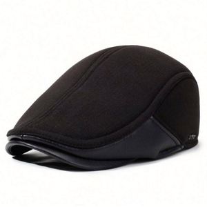 Wholesale Autumn Winter New Arrival Fashion Warm Fleece Lining <b>Flat</b> Top Ivy <b>Cap</b> Earflap Design Beret Hat for <b>Men</b> - Product Image 6