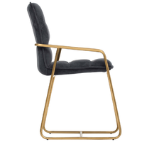 Meubles européens de haute qualité, pieds en métal plaqué or, fauteuil en velours noir