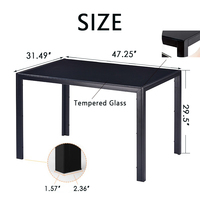 Ensemble 4 chaises modernes avec dessus en verre trempé, noir et blanc, chaises sans accoudoirs à dossier haut en cuir PU