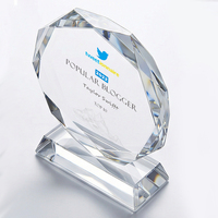 Trophée en cristal octogonal vierge de haute qualité, gravure 3D personnalisée, sablage, grande surface, récompense sportive pour les réalisations des employés