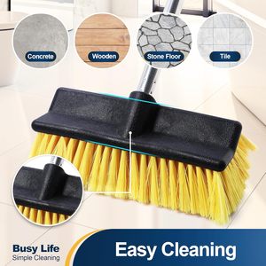 Brosse de nettoyage pour terrasse, sols, avec poils doux et moyens, poignée antidérapante pour le nettoyage des terrasses extérieures, patios, salles de bain, garages et surfaces en béton - Product Image 3