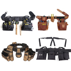 Ceinture porte-outils robuste en toile pour électricien et <span class=keywords><strong>charpentier</strong></span>, sac à clous épaissi, multi-poches, pour autres outils à main, ceinture porte-outils de construction - Product Image 1