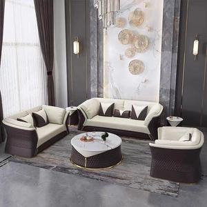 현대 홍콩 스타일 라이트 럭셔리 첫 번째 레이어 소가죽 소파 학교 용 거실 또는 쇼핑몰 목재 가구 - Product Image 4