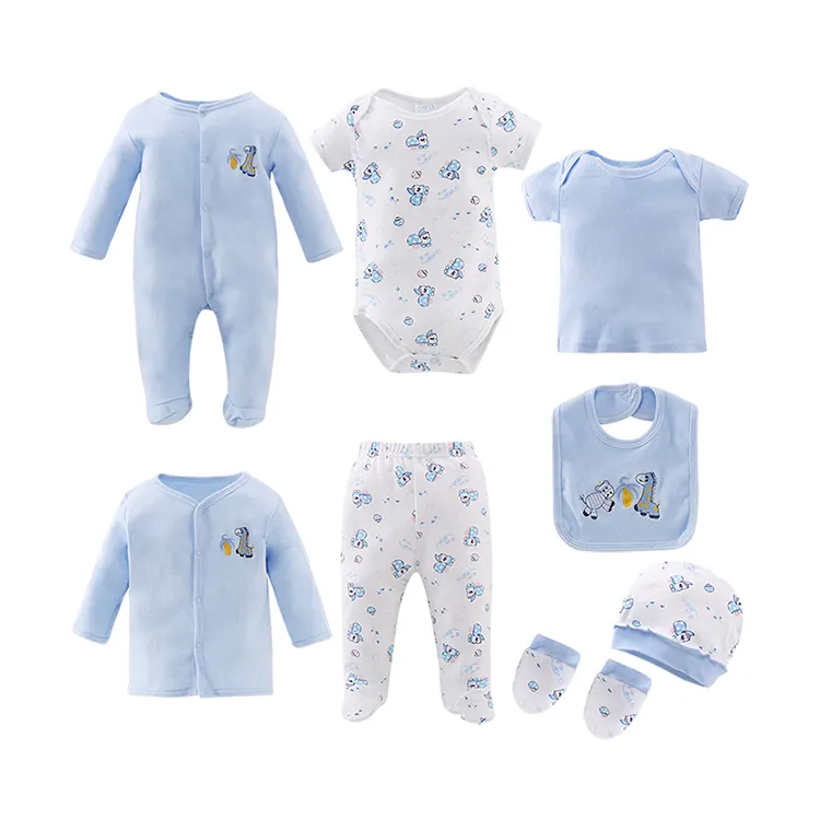 8 pieces each set 100% cotton baby clothing set newborn infant bodysuit romper clothes gift sets