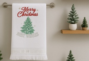 Toalla de Lino para Invitados con Feliz Navidad y Mejores Deseos, Toalla de Mano Festiva, Toalla Absorbente de Lino y Algodón para Decoración de Cocina y Baño - Product Image 2