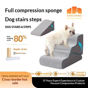 Escaleras para perros con cubierta reversible, extraíble y lavable, accesorio para interiores, color beige, forma rectangular sólida - Product Image 5
