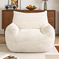 Fauteuil de sol compressible en velours côtelé avec accoudoirs, dossier haut, confortable, taille adulte