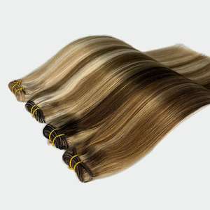 شعر مستعار أصلي صيني عالي الجودة من geny Weft ، إطالة عمر 18 شهرًا ، آلة لحمة شعر بشري مباشرة من المصنع - Product Image 5