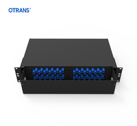 Rak Panel Patch Fiber Optik 19INCH 2U 96 Port FTTH dengan Tray Geser, Terpasang di Rak, Baja Dingin Hitam, Garansi 3 Tahun