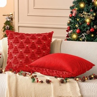 Housses de coussin de Noël douces sans rembourrage, nouvelles housses de coussin en forme d'arbres de Noël pour la décoration de la maison, taies d'oreiller brodées