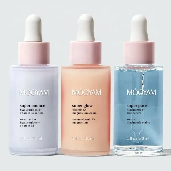 MOOYAM Serum Wajah Super Seri Label Pribadi Niacinamide + Zinc, Vitamin C + Magnesium, Asam Hialuronat + Serum Vitamin B5