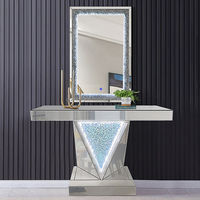 Tables console miroir de luxe à LED en diamant écrasé Table de couloir moderne Meubles de salon pour la décoration intérieure Muebles Meubles
