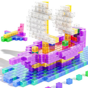 ของเล่นเสริมพัฒนาการเด็กประถม ตัวต่อพลาสติกใส 2 ซม. แบบแข็ง DIY แม่เหล็กแรงดึง รูปทรงเรขาคณิต ฝึกคณิตศาสตร์ - Product Image 4