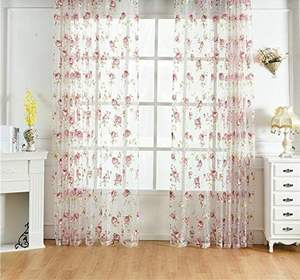 Ensemble de rideaux en voile transparent floral rose élégant <span class=keywords><strong>pour</strong></span> salon chambre <span class=keywords><strong>porte</strong></span> en verre 54x84 pouces 2 panneaux - Product Image 3