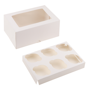 Giấy Cupcakes hộp và bao bì mini trong suốt <span class=keywords><strong>6</strong></span> <span class=keywords><strong>cupcake</strong></span> hộp với cửa sổ cho bánh ngọt và cốc bánh cupcakes hộp - Product Image 1