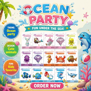Ballons en aluminium en gros sur le thème de l'océ<span class=keywords><strong>an</strong></span>, en forme de sirène, de requin et de dauphin, pour la décoration de fêtes d'anniversaire d'enfants - Product Image 6