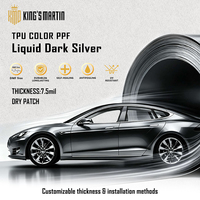 KING MARTIN Film de protection de peinture sans DMF, autocollants pour carrosserie automobile, adaptés aux voitures, couleur argent foncé liquide, TPU, PPF