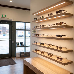 Light Wood Open Shelving for Eyewear Store Display <strong>150cm</strong> Wall Floating LED <strong>Shelves</strong> with Heavy Duty Brackets - Product Image 3