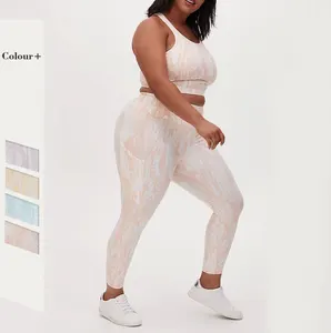 Activewear Manufacturers Custom LOGO Plus Size 2 Piece Activewear Women 1x-6x Sports Bra Printed Yoga Set Fitness Wear
