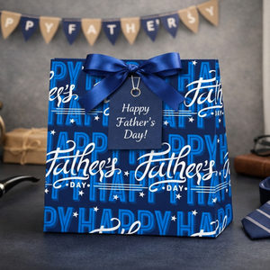 Papel de Regalo Azul Feliz Día del Padre Original - Product Image 2