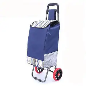 Factory wholesale supermarket lightweight rolling folding foldable shopping market trolley dolly cart bag with wheels