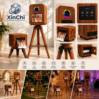 Vente directe usine OEM : Photobooth en bois massif avec éclairage d'ambiance RGB, écran tactile 13,3 pouces, compatible SLR/appareil photo/iPad, Bluetooth, capacité 10 personnes