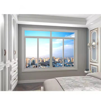 Ventana corredera de aluminio de doble vidrio moderna con cortina de persiana de acero inoxidable para casa, hotel o villa