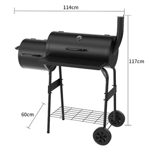 Parrilla Ahumadora de Carbón 2 en 1 con Caja de Fuego Lateral y Termómetro, Ahumador para Barbacoa al Aire Libre para Jardín - Product Image 2