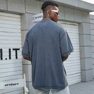 เสื้อยืดผ้าฝ้าย100% ผู้ชาย, เสื้อยืดวินเทจฟอกสีโลโก้ได้ตามต้องการ - Product Image 5