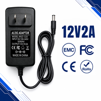Production personnalisée, adaptateur secteur AC/DC 12V 2A, prise US/EU/UK/AU, 5,5x2,5 mm, chargeur mural 24W pour imprimante et haut-parleur intelligent