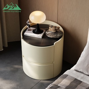 Comodino Moderno Rotondo Wayon con 2 Cassetti e Design Protettivo sul Bordo Superiore - Product Image 6
