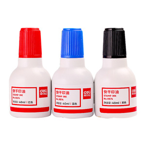 Deli Stamp Ink 40ml Red Quick Drying Office Use - Product Image 5