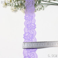 Vente en gros de dentelle élastique étroite de 5 cm, couleur lavande, dentelle à fleurs extensible pour accessoires de lingerie féminine, haute élasticité