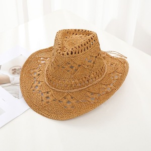 Sombrero de paja hueco tejido a mano de moda de viaje transfronterizo de verano Unisex bordado de <span class=keywords><strong>flores</strong></span> de morera sombrero de estilo occidental de Venta caliente - Product Image 4